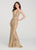 Ellie Wilde - EW119095 Metallic Illusion Paneled Sequined Gown In Gold