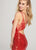 Ellie Wilde - EW119095 Metallic Illusion Paneled Sequined Gown In Red