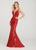 Ellie Wilde - EW119095 Metallic Illusion Paneled Sequined Gown In Red