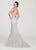 Ellie Wilde - Plunging Halter Metallic Lace Trumpet Gown EW119096 - 1 pc Sky Blue In Size 4 Available