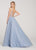 Ellie Wilde - EW119097 Floral Applique V-neck A-line Dress In Blue
