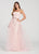 Ellie Wilde - EW119098 Dimensional Floral Lace Overskirt Gown In Pink