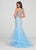 Ellie Wilde - EW119099 Embroidered Lace Crisscross Halter Gown In Blue