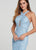 Ellie Wilde - EW119099 Embroidered Lace Crisscross Halter Gown In Blue