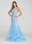 Ellie Wilde - EW119099 Embroidered Lace Crisscross Halter Gown In Blue