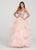 Ellie Wilde - EW119100 Fully Beaded Sleeveless Top Ruffled Tulle Gown In Pink