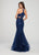 Ellie Wilde - EW119101 Sequined Glitter Tulle High Halter Gown In Blue