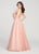 Ellie Wilde - EW119102 Plunging Crisscross Banded Glitter Tulle Gown In Pink