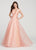 Ellie Wilde - EW119102 Plunging Crisscross Banded Glitter Tulle Gown In Pink
