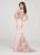 Ellie Wilde - EW119103 Bead Embroidered Lace Sheer Cascade Gown In Pink