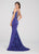 Ellie Wilde - EW119103 Bead Embroidered Lace Sheer Cascade Gown In Purple
