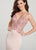 Ellie Wilde - EW119103 Bead Embroidered Lace Sheer Cascade Gown In Pink