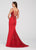 Ellie Wilde - EW119103 Bead Embroidered Lace Sheer Cascade Gown In Red
