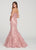 Ellie Wilde - EW119104 Scoop Neck Corset Bodice Trumpet Gown In Pink