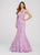 Ellie Wilde - EW119104 Scoop Neck Corset Bodice Trumpet Gown In Purple