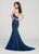 Ellie Wilde - EW119105 Halter Beaded Tulle Trumpet Dress In Blue and Green