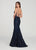 Ellie Wilde - EW119108 Bedazzled Plunging V-neck Trumpet Dress In Blue