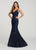 Ellie Wilde - EW119108 Bedazzled Plunging V-neck Trumpet Dress In Blue