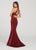 Ellie Wilde - EW119110 Bedazzled Halter Trumpet Dress In Red