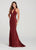Ellie Wilde - EW119110 Bedazzled Halter Trumpet Dress In Red