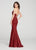 Ellie Wilde - EW119112 Sequined Deep V-neck Trumpet Dress In Red