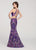 Ellie Wilde - EW119113 Two-Piece Embroidered Floral Trumpet Gown In Purple and Multi-Color