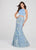 Ellie Wilde - EW119113 Two-Piece Embroidered Floral Trumpet Gown In Blue and Multi-Color