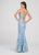 Ellie Wilde - EW119114 Illusion-Trimmed Embroidered Cutout Gown In Blue and Multi-Color