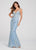 Ellie Wilde - EW119114 Illusion-Trimmed Embroidered Cutout Gown In Blue and Multi-Color