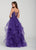 Ellie Wilde - EW119115 Illusion Plunging Neck Glitter Tulle Ballgown In Purple