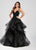 Ellie Wilde - EW119115 Illusion Plunging Neck Glitter Tulle Ballgown In Black