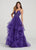 Ellie Wilde - EW119115 Illusion Plunging Neck Glitter Tulle Ballgown In Purple
