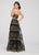 Ellie Wilde - EW119117 Two Tone Embroidered Tiered A-line Dress In Black and Gold