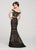 Ellie Wilde - EW119118 Two Piece Embroidered Lace Mermaid Dress In Black and Gold