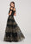 Ellie Wilde - EW119119 Two Tone Embroidered Off-Shoulder Dress In Black and Gold