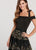 Ellie Wilde - EW119119 Two Tone Embroidered Off-Shoulder Dress In Black and Gold