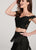 Ellie Wilde - EW119121 Two Piece Sequined Lace Tiered Column Dress In Black and Gold