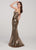 Ellie Wilde - EW119122 Sequined Ripple Motif Long Gown In Gold and Brown