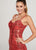 Ellie Wilde - EW119122 Sequined Ripple Motif Long Gown In Red