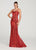 Ellie Wilde - EW119122 Sequined Ripple Motif Long Gown In Red