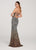 Ellie Wilde - EW119123 Sequined Plunging V-neck Trumpet Dress In Silver and Gold