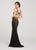 Ellie Wilde - EW119124 Embellished Deep V-neck Trumpet Dress In Black and Pink