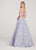 Ellie Wilde - EW119125 Metallic Embroidered Floral Jacquard Ballgown In Blue and Gold