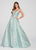 Ellie Wilde - EW119125 Metallic Embroidered Floral Jacquard Ballgown In Blue and Gold