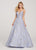 Ellie Wilde - EW119125 Metallic Embroidered Floral Jacquard Ballgown In Blue and Gold