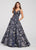 Ellie Wilde - EW119125 Metallic Embroidered Floral Jacquard Ballgown In Blue and Gold