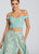 Ellie Wilde - EW119126 Two-Piece Metallic Floral High Slit Gown In Blue and Gold