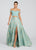 Ellie Wilde - EW119126 Two-Piece Metallic Floral High Slit Gown In Blue and Gold