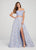 Ellie Wilde - EW119126 Two-Piece Metallic Floral High Slit Gown In Blue and Gold
