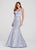 Ellie Wilde - EW119127 Deep V-neck Jacquard Mermaid Dress In Purple and Gold
